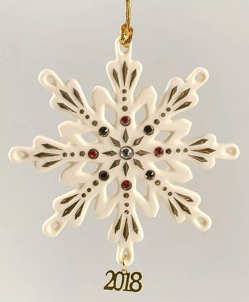 Lenox 2018 Gemmed Snowflake Ornament Annual Red & Black Crystals Christmas NEW1