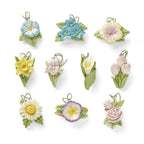 Lenox Celebrate Flowers Miniature Tree Ornaments Set 10 Tulip Lily Rose Iris NEW0