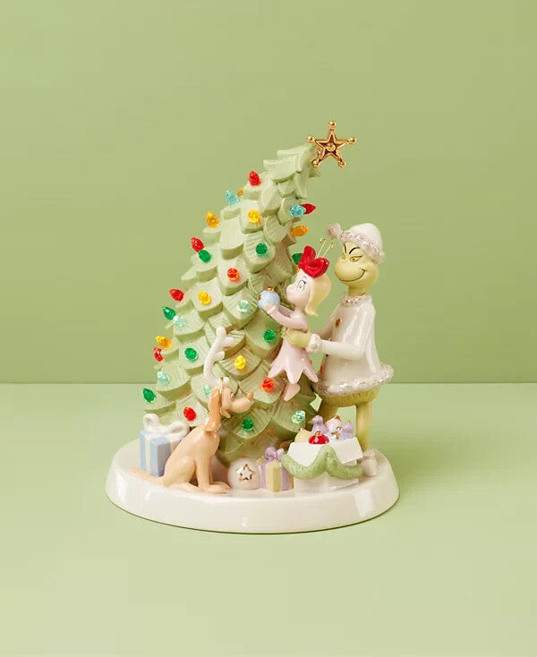 Lenox Grinch Trimming The Tree Lighted LED Figurine Grinchmas Cindy Lou Max NEW2