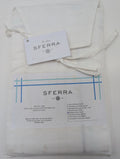 Sferra Tratto White Standard Sham Blue Satin Stitch Lines Embroidery  Italy NEW0