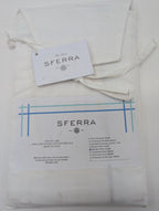 Sferra Tratto White Standard Sham Blue Satin Stitch Lines Embroidery  Italy NEW0