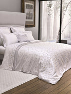 Yves Delorme Neige King Flat Sheet Embroidered Snowflakes Egyptian Cotton LE NEW5