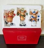 Lenox Moose Ornament Set of 3 Skating Snowball Fun Winter Antics Christmas NEW7