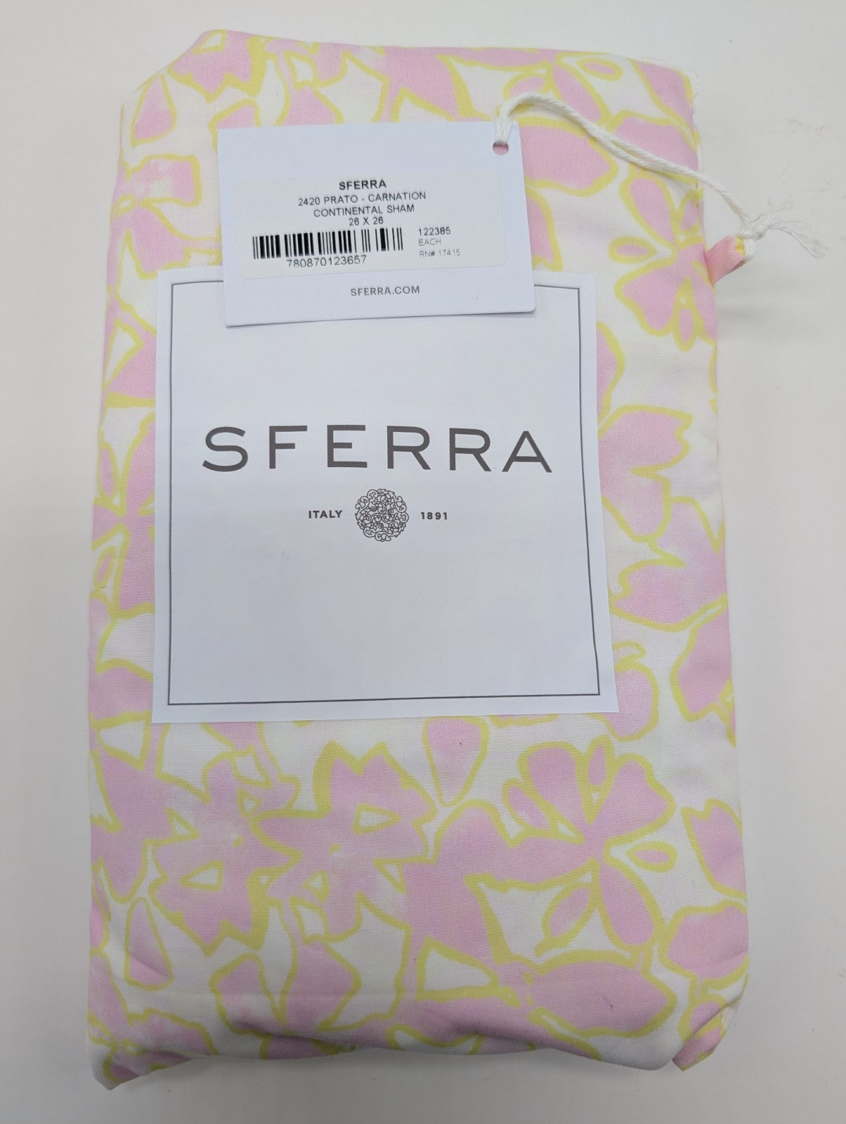 Sferra Prato Euro Continental Shams 2 Pink Yellow Carnation Cotton Percale Print1