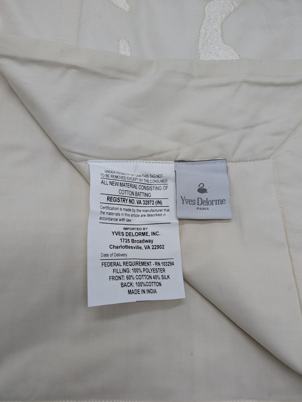 Yves Delorme Amazone Counterpane Golden Tint Jacquard Silk Sateen Embroidery NEW8