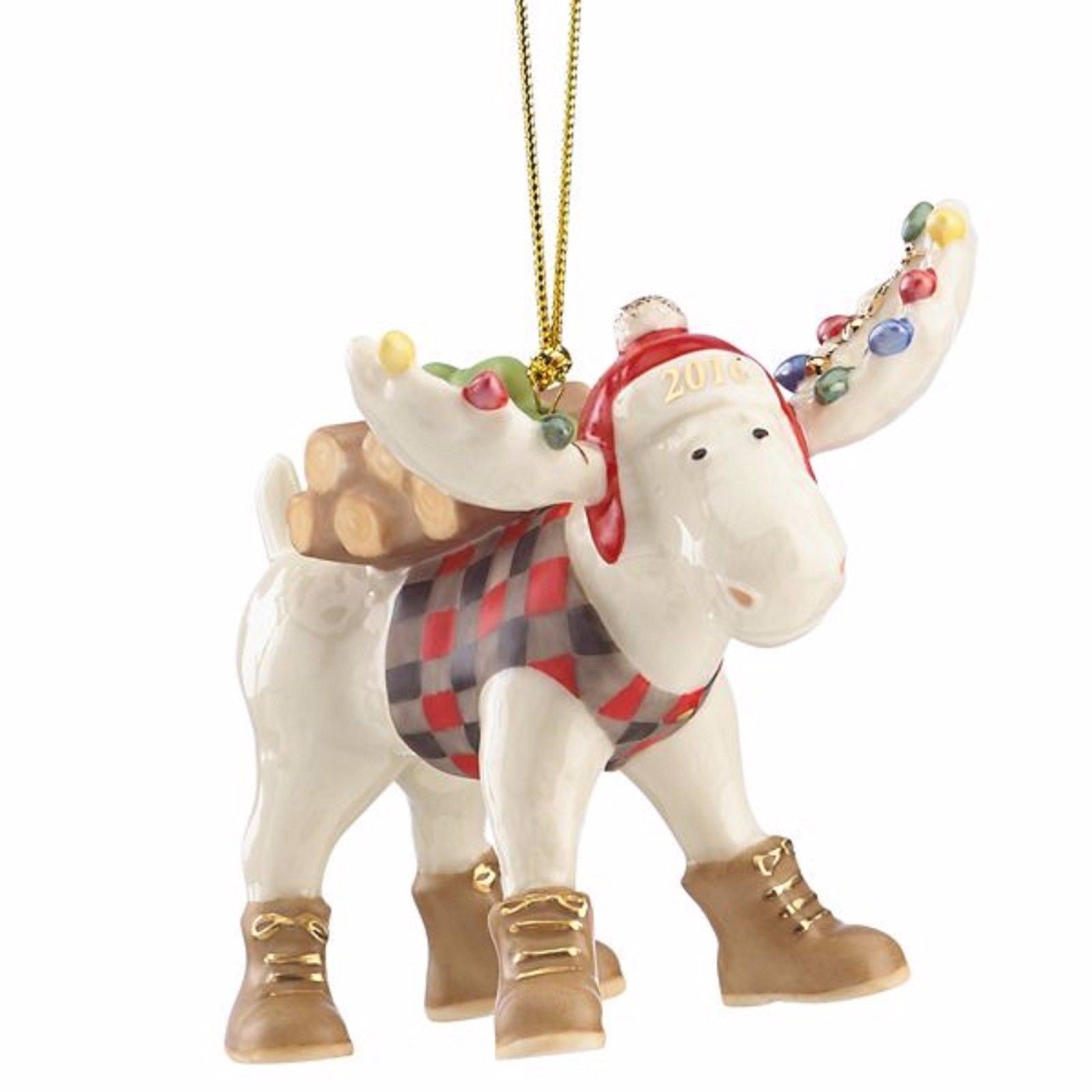 Lenox 2016 The Lumberjack Moose Figurine Ornament Marcel  Annual Work Boots NEW0