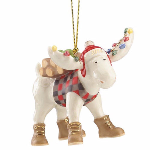 Lenox 2016 The Lumberjack Moose Figurine Ornament Marcel  Annual Work Boots NEW0