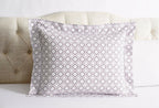 Sferra Deagan Euro Sham White/Aubergine Purple Egyptian Cotton Percale Italy New4