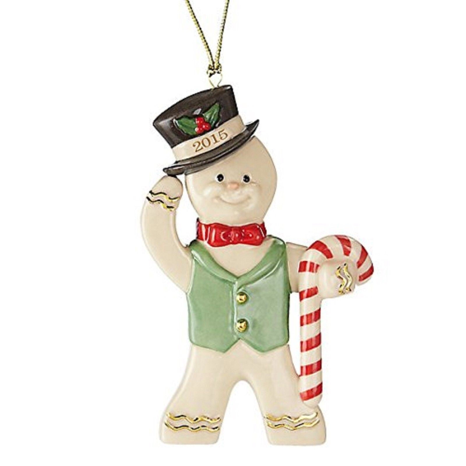 Lenox 2015 Gingerbread Man Ornament Annual Ginger Gent Candy Cane Christmas NEW0
