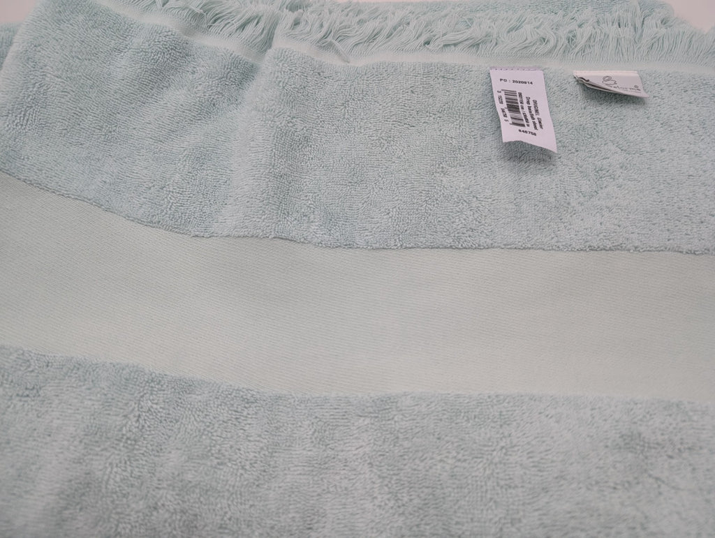 Yves Delorme Aqua Bath Sheet Towel Fringed Cotton Glacier 36"x59" Originel NEW4