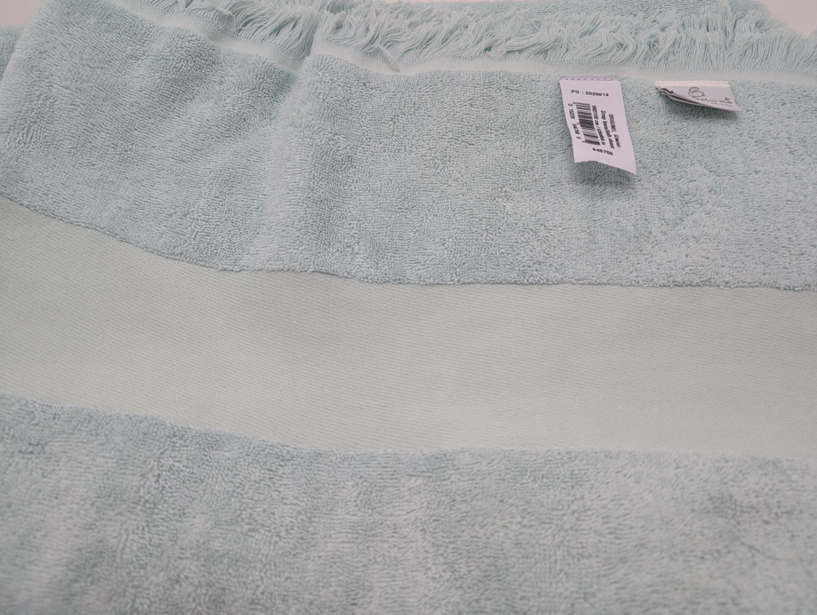 Yves Delorme Aqua Bath Sheet Towel Fringed Cotton Glacier 36"x59" Originel NEW4