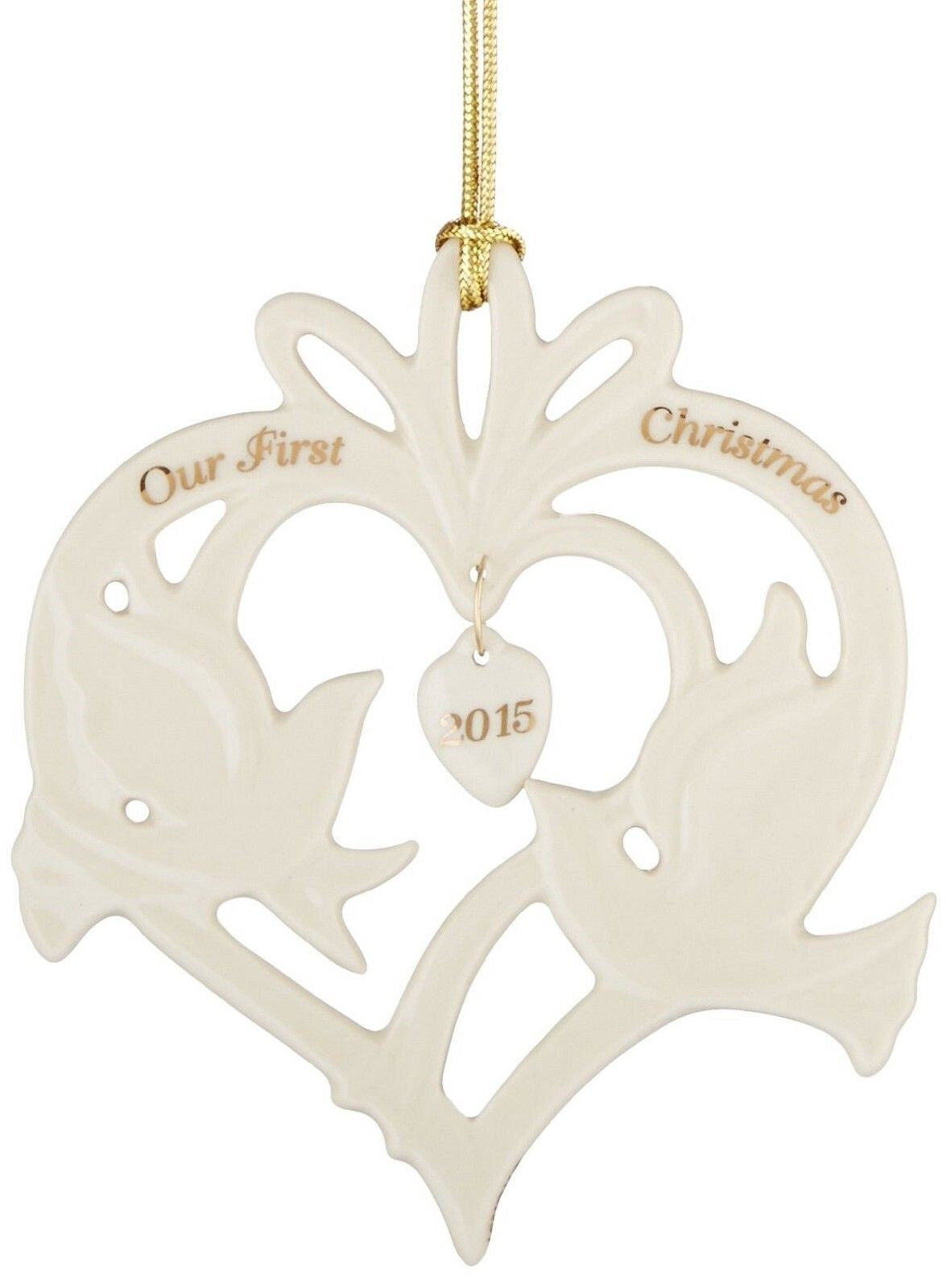 Lenox 2015 Our First Christmas Ornament Wedding  Anniversary Love Doves 1st NEW0