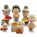Lenox Peanuts Thanksgiving Figurines 6PC Pilgrim Dinner Snoopy Charlie Brown NEW0