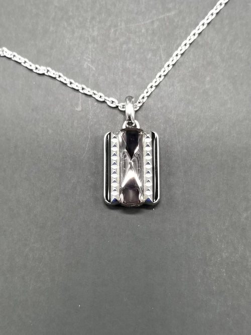 Baccarat Crystal Louxor Necklace Silver Mist Mirror Diamond Cut  22" Chain NEW0