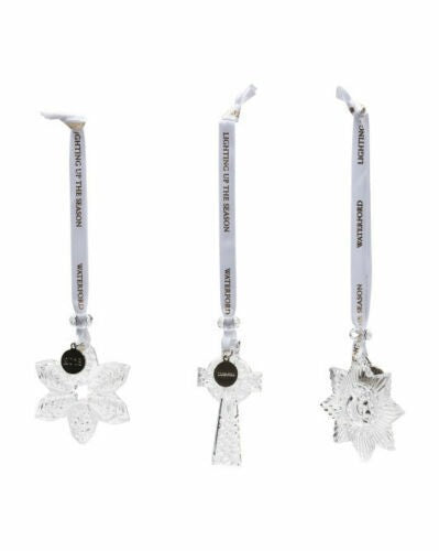 Waterford Crystal Ornament Set Cross Snowflake Star Christmas 4003444 NEW IN BOX3