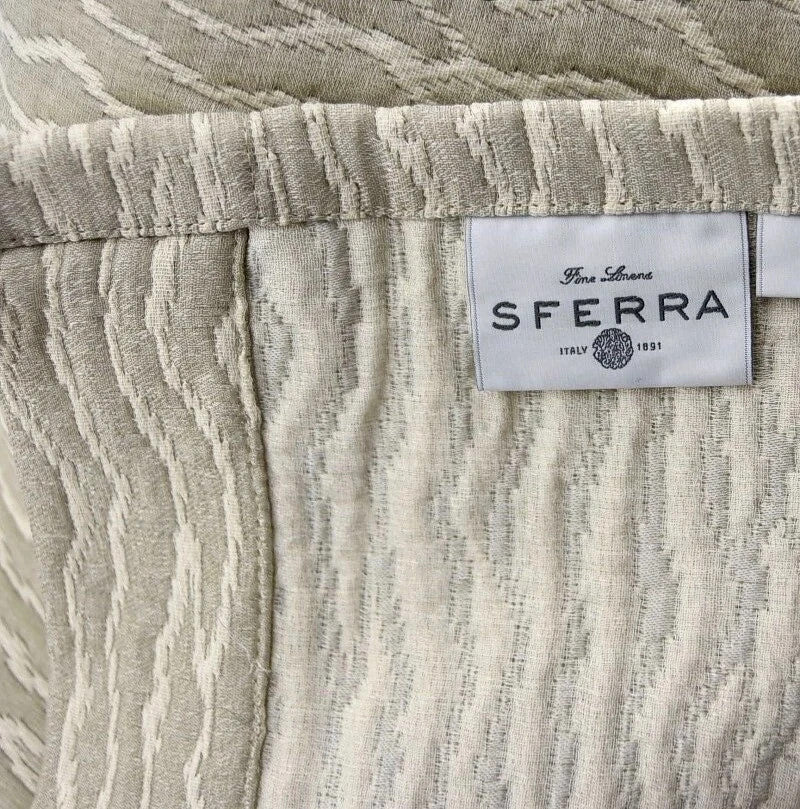Sferra Ondate Dark Khaki King Blanket Cover Two Toned Textured Cotton Italy NEW10