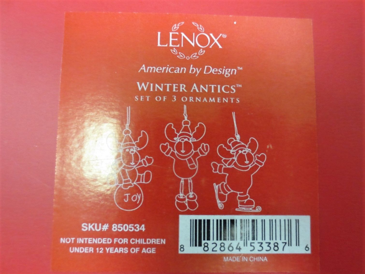 Lenox Moose Ornament Set of 3 Skating Snowball Fun Winter Antics Christmas NEW5