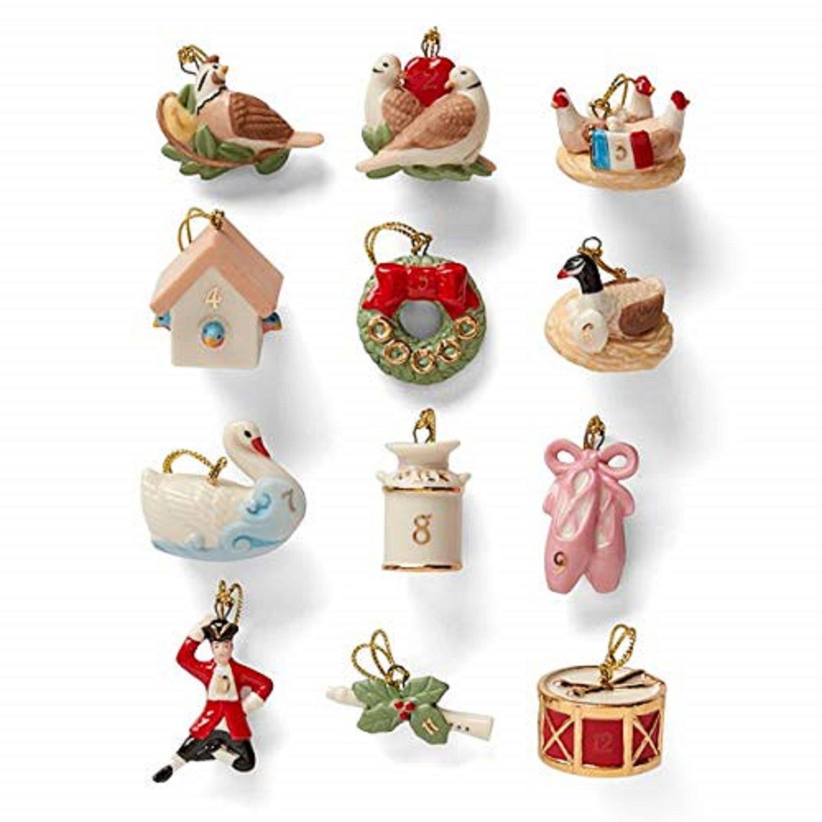 Lenox 12 Days Of Christmas Miniature Tree Ornaments Mini Twelve Set Swans NEW0