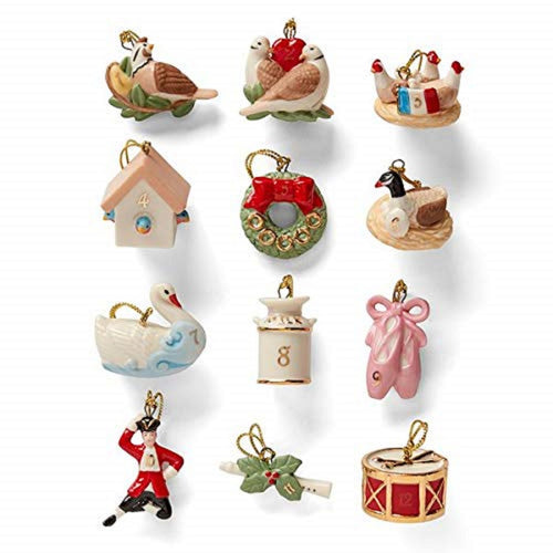 Lenox 12 Days Of Christmas Miniature Tree Ornaments Mini Twelve Set Swans NEW0