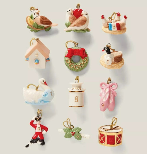 Lenox 12 Days Of Christmas Miniature Tree Ornaments Mini Twelve Set Swans NEW1