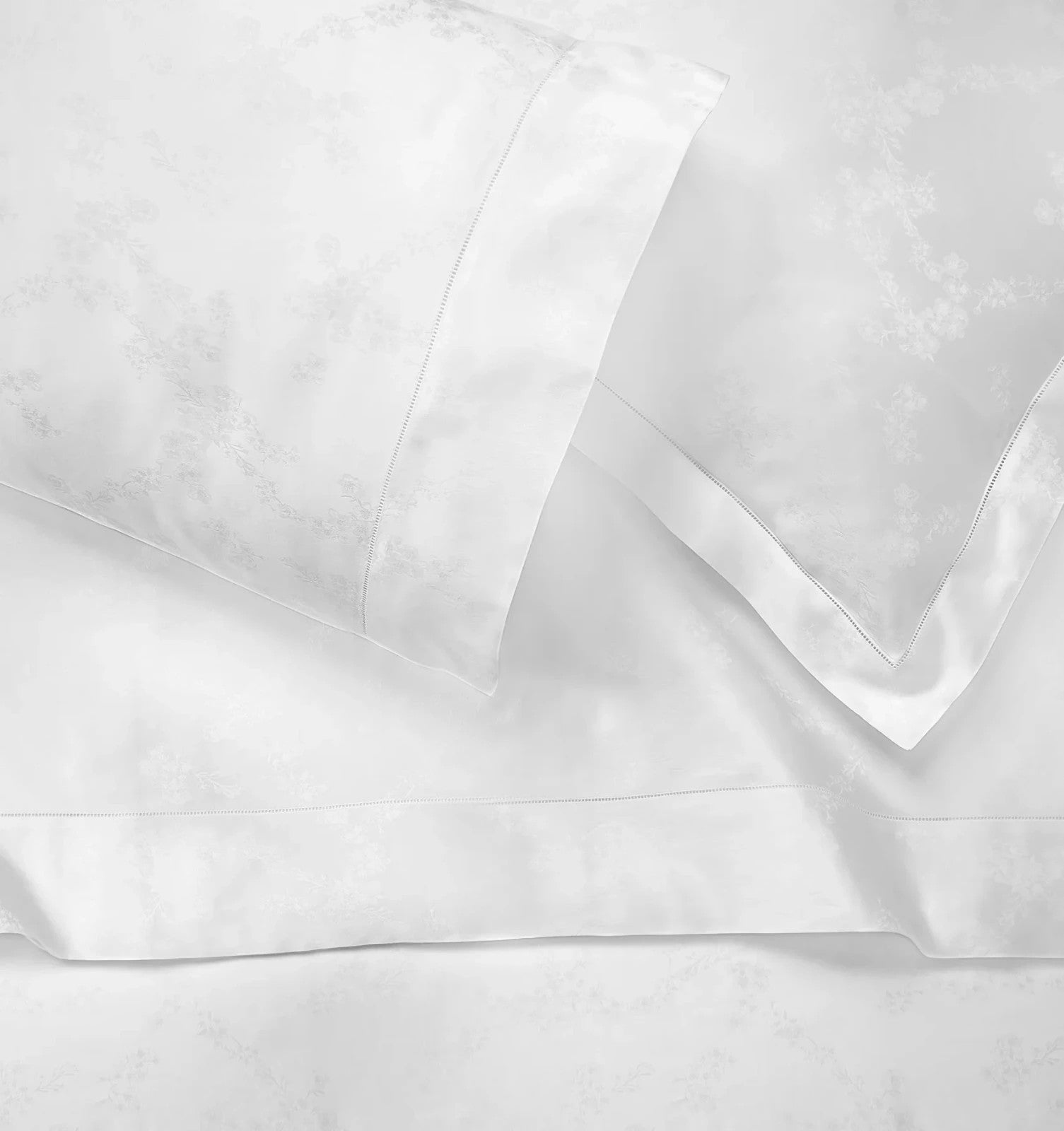 Sferra Giza 45 Natura White Queen Flat Sheet Egyptian Cotton Sateen Jacquard NEW3