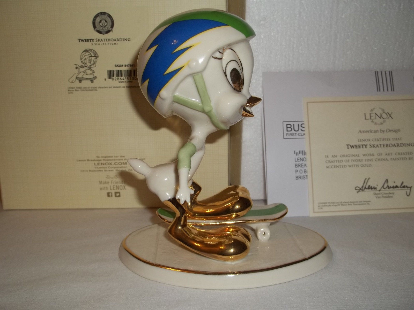 Lenox Tweety Bird Skateboarding Figurine Helmet Looney Tunes Warner Bros NEW3