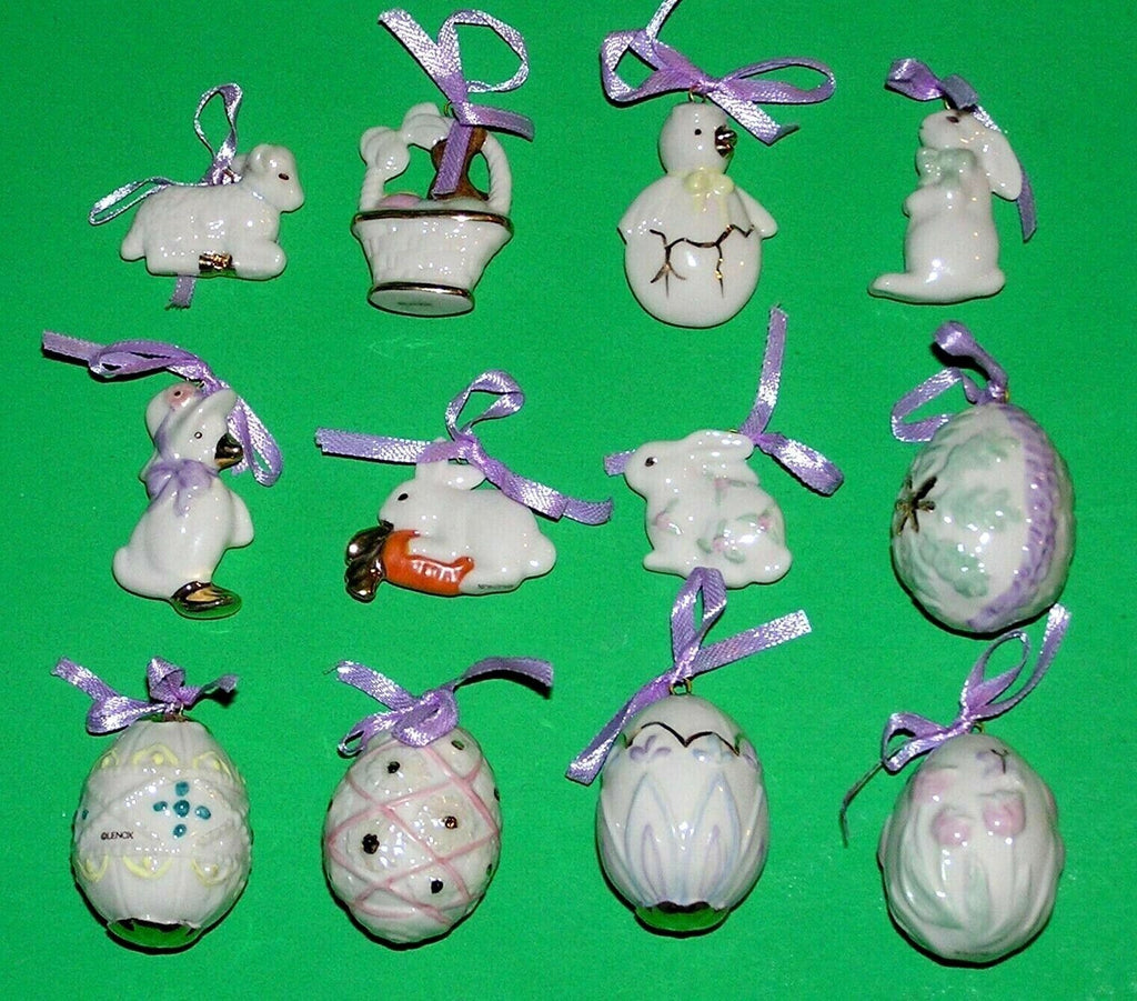 Lenox Easter Original Miniature Tree Ornaments Set of 12 Duck Egg Bunny Lamb NEW4