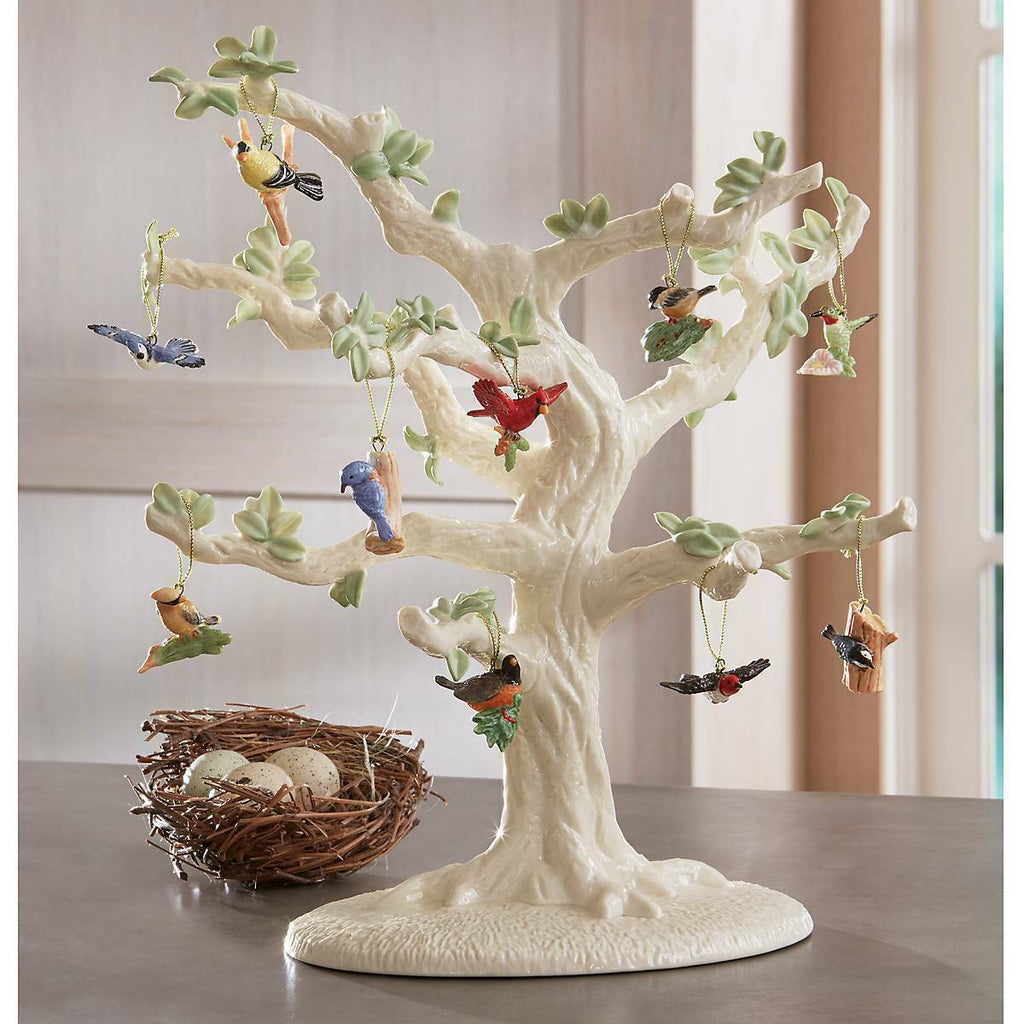 Lenox Garden Birds 10 Miniature Tree Ornaments Finch Blue Jay Robin Cardinal NEW3