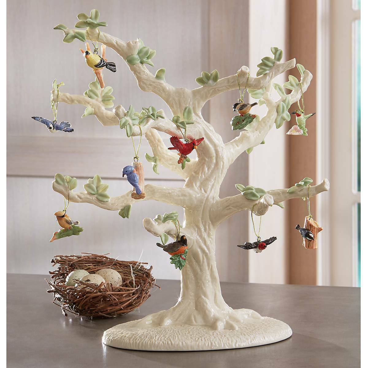 Lenox Garden Birds 10 Miniature Tree Ornaments Finch Blue Jay Robin Cardinal NEW3