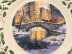 Lenox 2025 Holiday Collector Plate Night Snow Horse Drawn Carriage Bridge LE NEW3