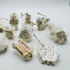 Lenox Snow Pals Snowman Miniature Tree Ornaments Set 12 PC Winter Skis Sled NEW7