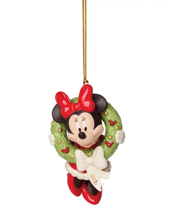 Lenox Disney 2025 Minnie Ornament Figurine Mouse Holding A Wreath Christmas NEW3