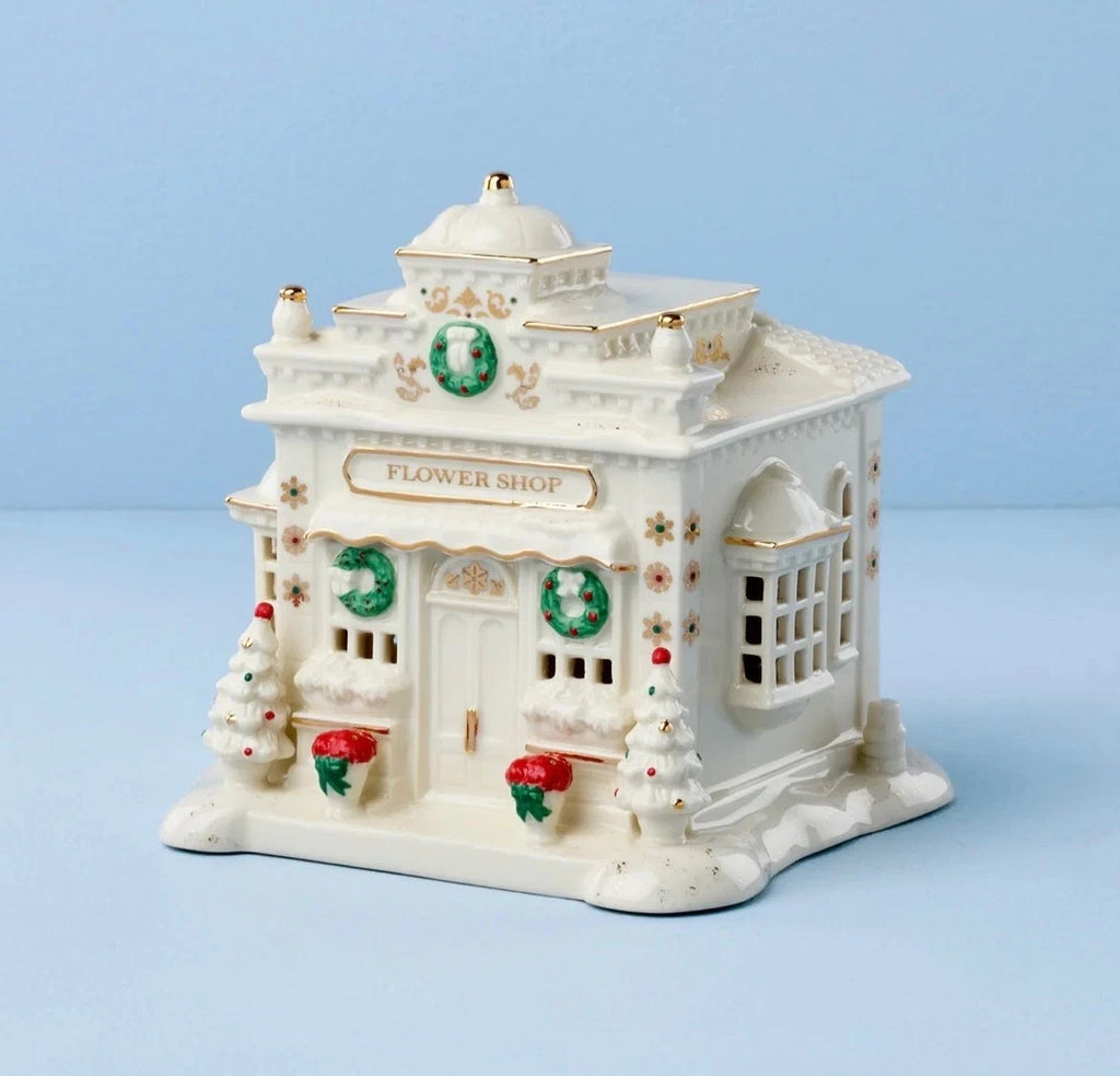 Lenox Mistletoe Park Lighted Flower Shop Figurine Village Treasure Christmas NEW1