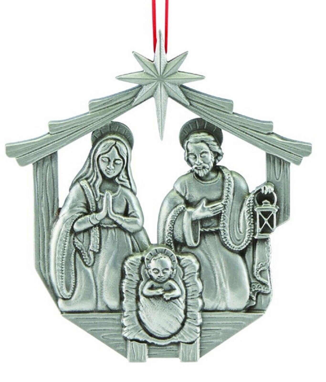 Reed & Barton Pewter Nativity Ornament Set 3 PC Family Kings Angel Christmas NEW3