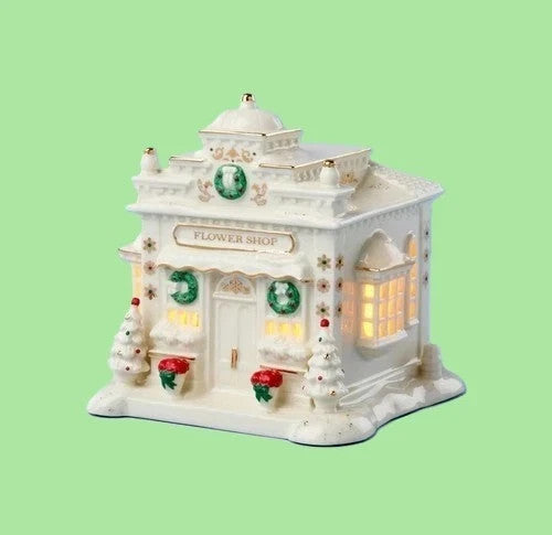 Lenox Mistletoe Park Lighted Flower Shop Figurine Village Treasure Christmas NEW10