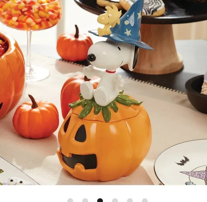 Lenox Peanuts Snoopy Halloween Great Pumpkin Candy Dish Jar Witch Woodstock NEW5