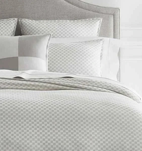 Sferra Macchia Grey Euro Shams Pair Lunar Basketweave Cotton Jacquard Italy NEW0