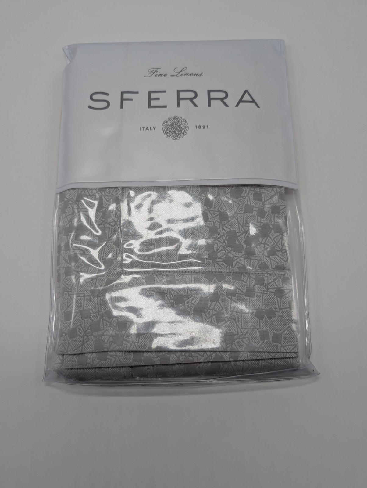 Sferra Catella Grey Euro Sham Squares Cotton Sateen Jacquard Soft Italy NEW0