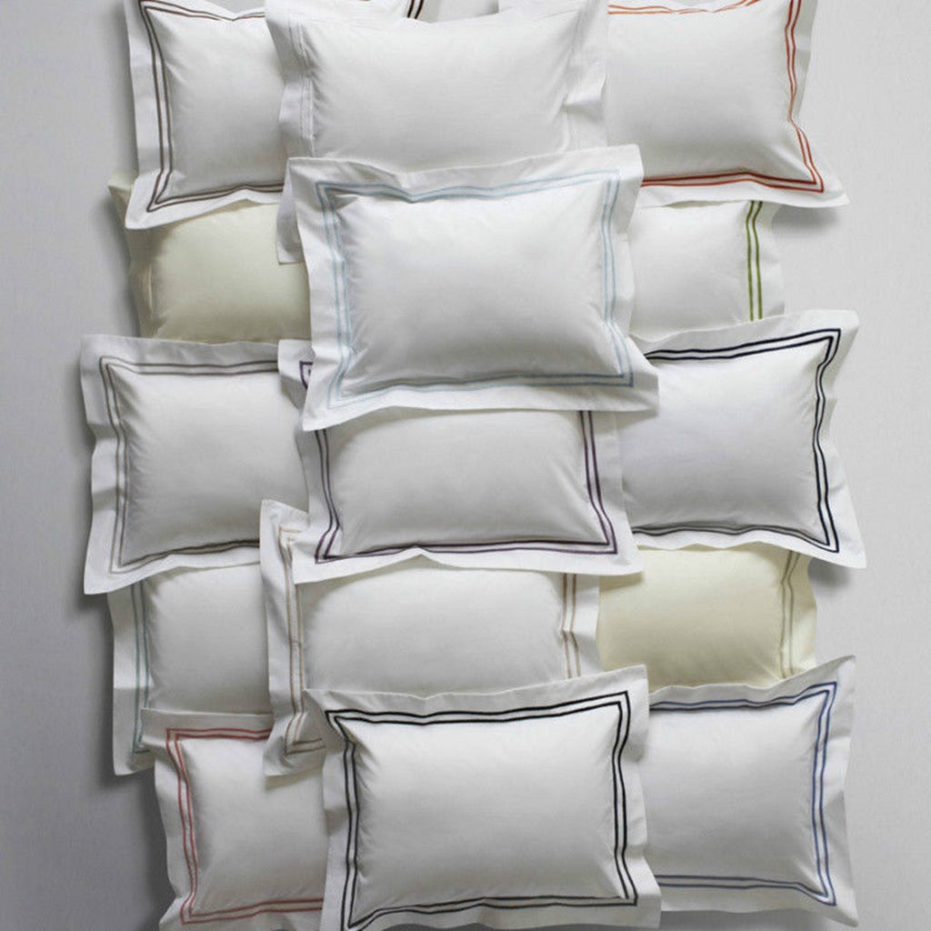 Sferra Grande Hotel Ivory Standard Sham Ivory Stripes Cotton Percale Italy NEW7