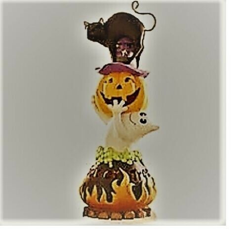 Lenox Halloween Trick or Treat Lighted Figurine Black Cat Ghost Cauldron 16" NEW6