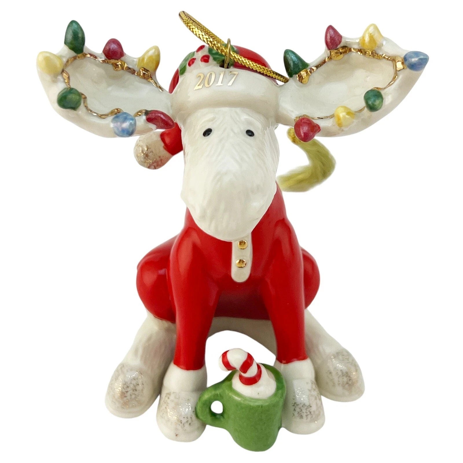Lenox 2017 Bedtime Moose Ornament Figurine Annual Marcel Pajamas Christmas NEW10