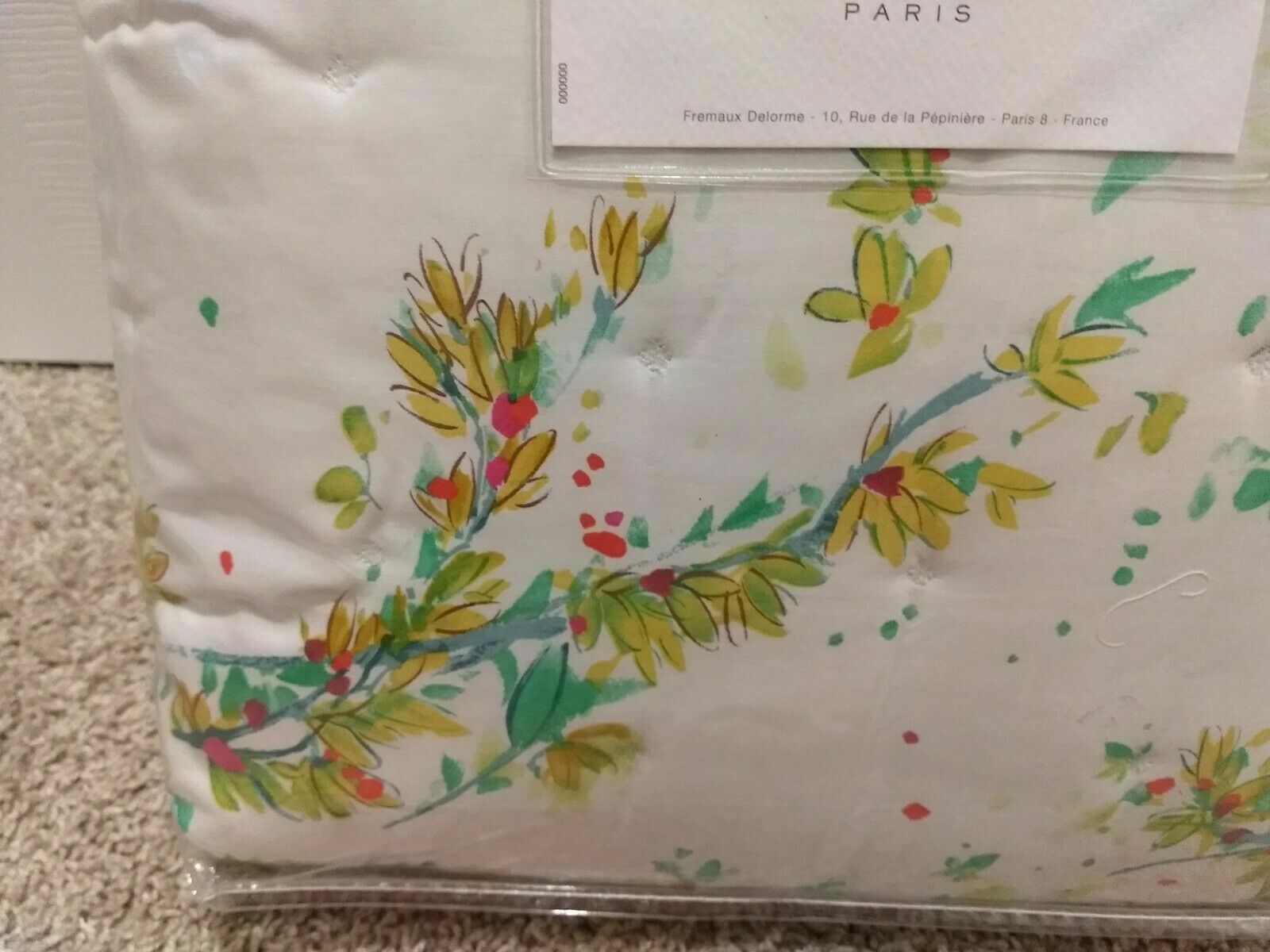 Yves Delorme Lucine Queen Coverlet Quilted Floral Print  Reversible Cotton NEW4