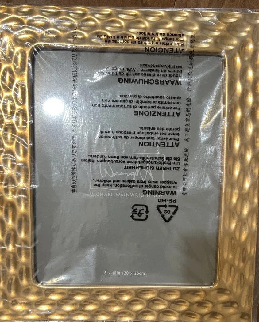 Lenox Wainwright Picture Frame Truro Gold Textured Photo 8"x10" Leather Back NEW7
