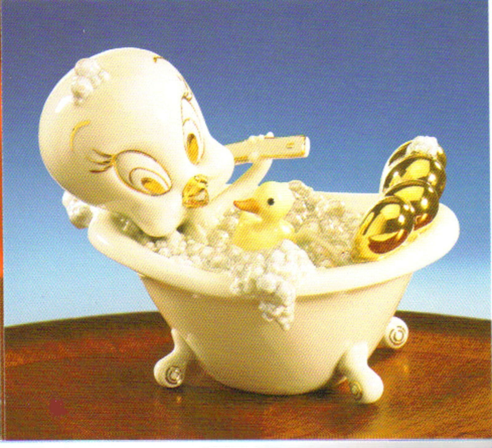 Lenox Tweety Bathtub Figurine  Duck Cake Topper Baby Shower Scrub-A-Dub Gift NEW2
