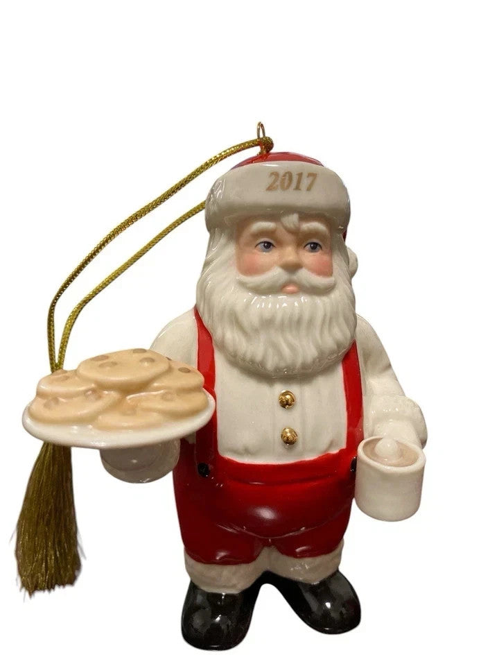 Lenox 2017 Santa Figurine Ornament Annual Cookies For Claus Cocoa Christmas NEW1