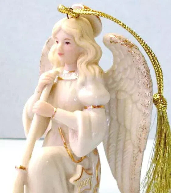Lenox 2022 Heavenly Angel With Horn Figurine Ornament Star Annual Christmas NEW3
