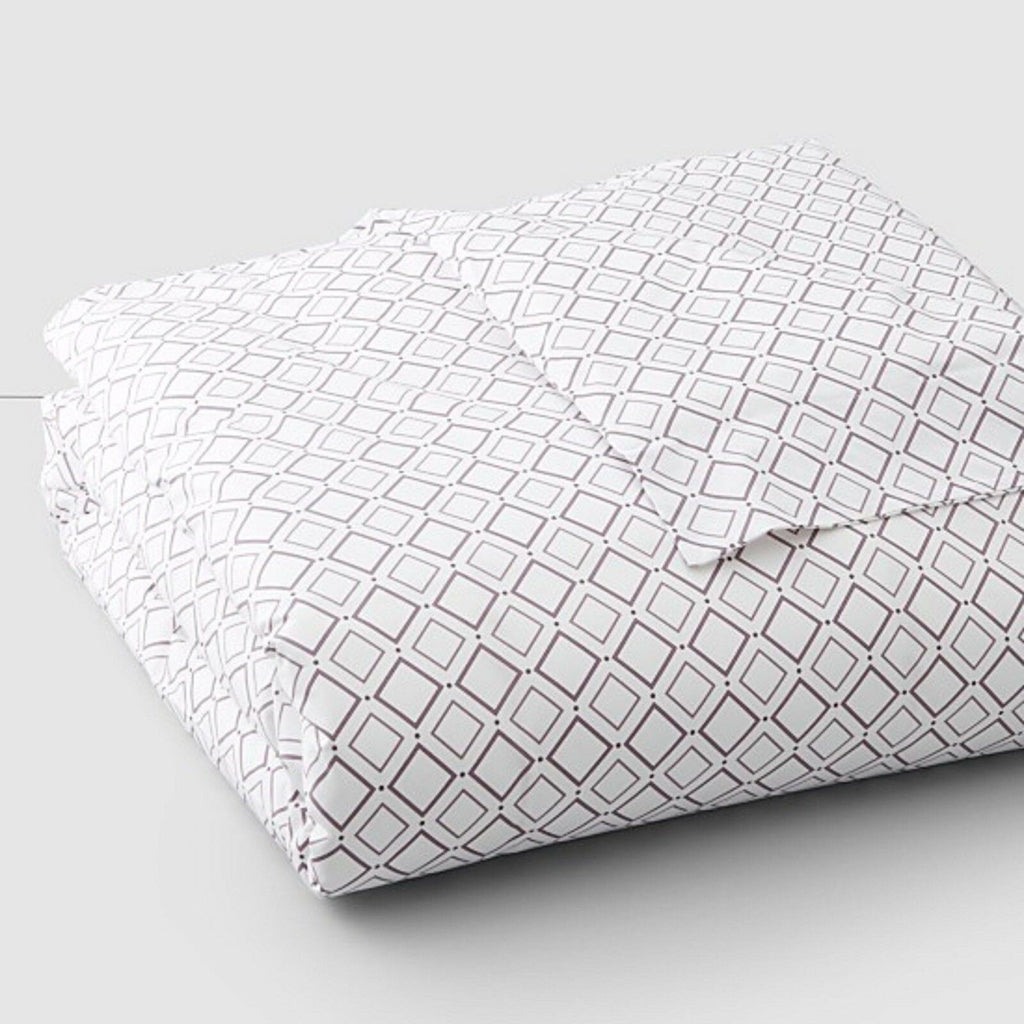 Sferra Deagan Euro Sham White/Aubergine Purple Egyptian Cotton Percale Italy New9