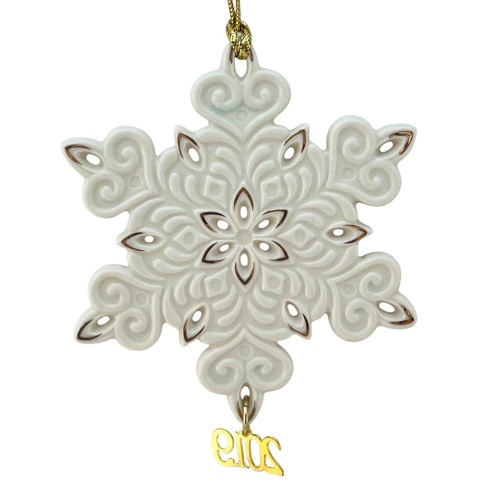 Lenox 2019 Gemmed Snowflake Ornament Annual Red & Green Crystals Christmas NEW10