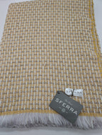 Sferra Vitta Honey Throw Blanket Cashmere Blend Fringed Basket Weave Italy NEW2