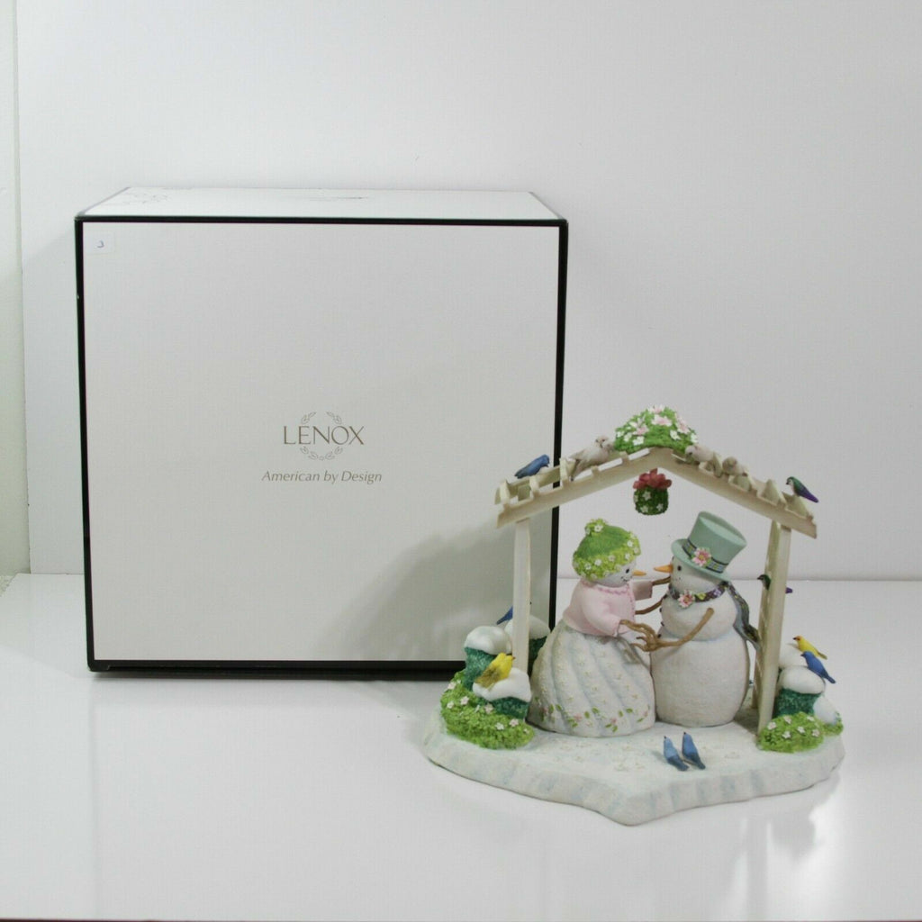 Lenox Snowman Winter White Wedding Figurine Bride Groom Birds Bywaters 7.5" NEW2